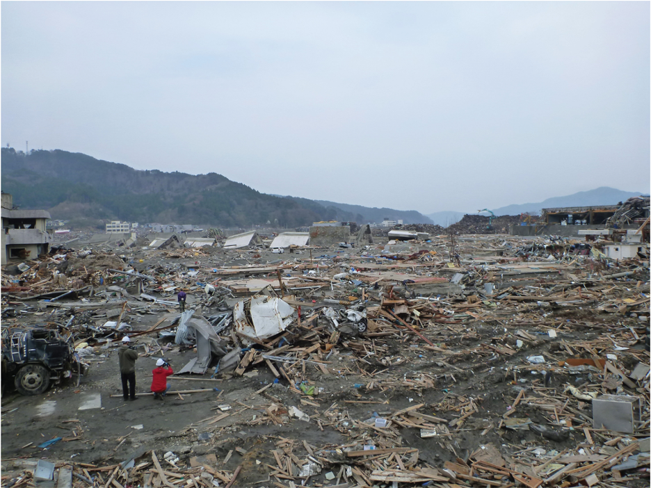 Flooded area with debris 